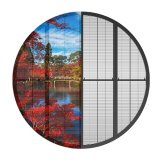 直径3m丸型シースルーLEDビジョン｜P3.9mm×P7.81mmピッチ｜輝度2500cd/㎡